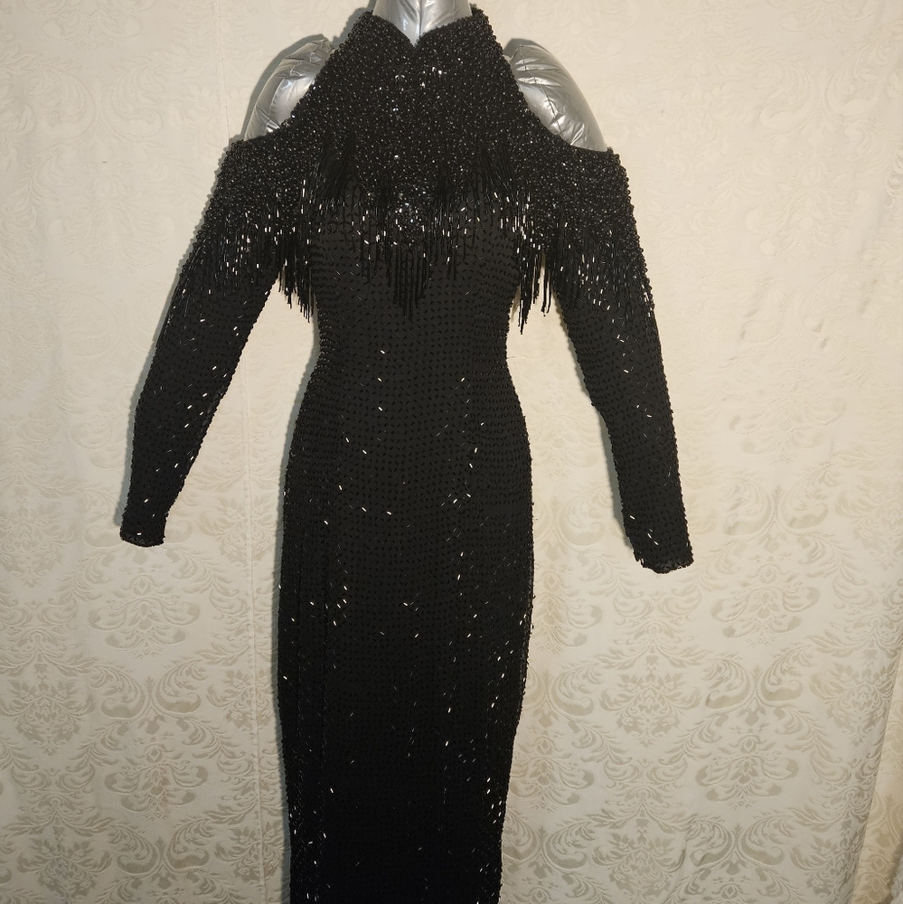 Elegant Black Beaded Dress